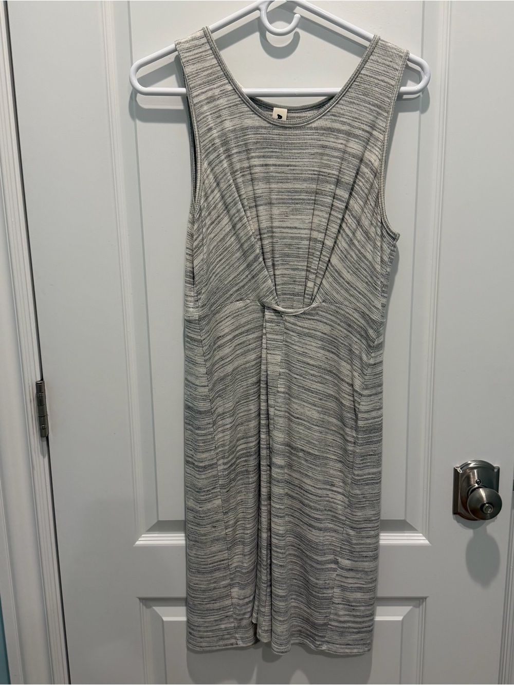 Amadi Front-Loop Twist Dress Heathered Grey Sleeveless Women’s Sz Medium Petite